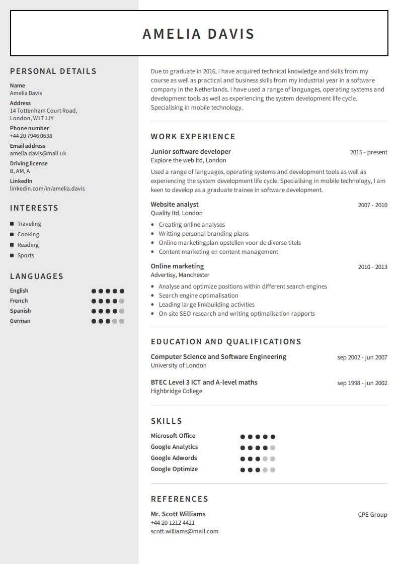 CV Template 1