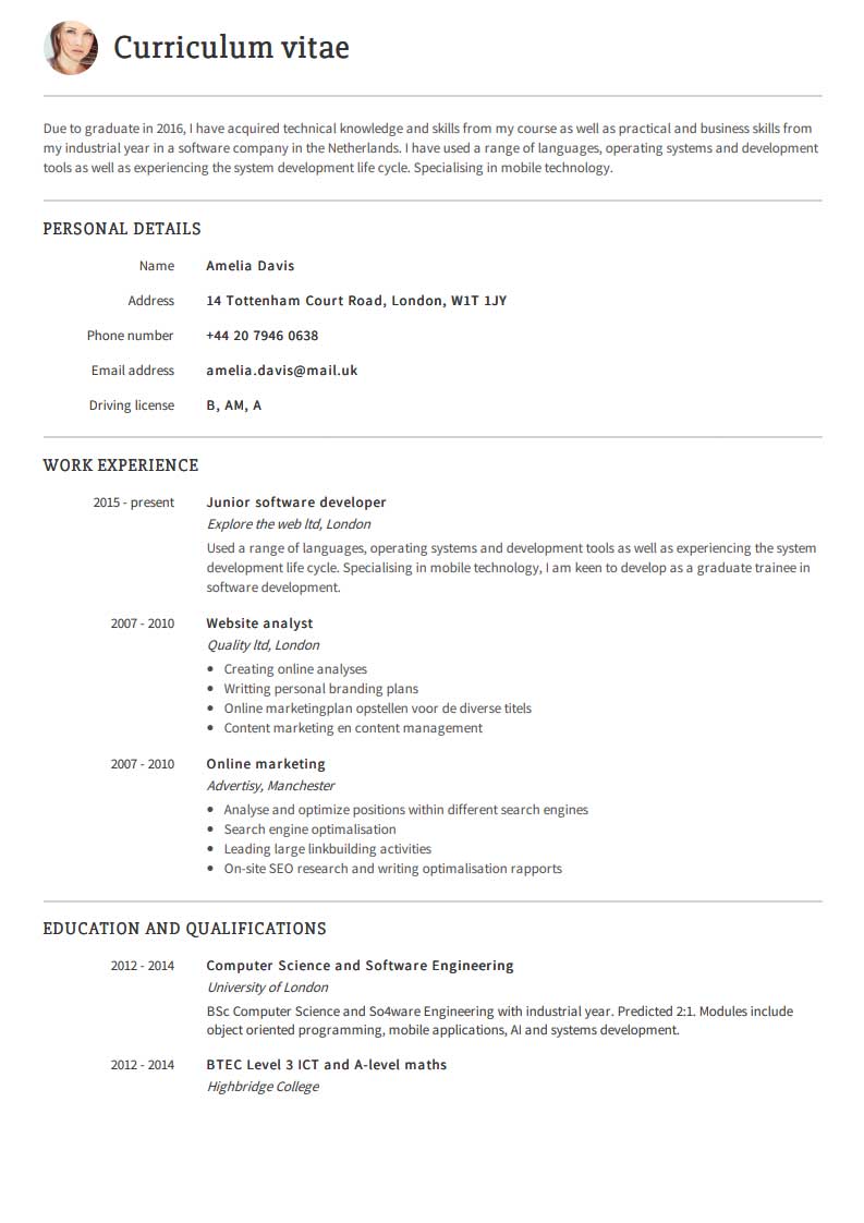 CV Template 2